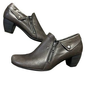 Remonte Dorndorf Brown Leather Side Zip Bootie Boot Shoes Womens 40 US 9-9.5